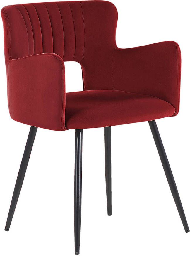 Beliani Sanilac Eetkamerstoel rood fluweel