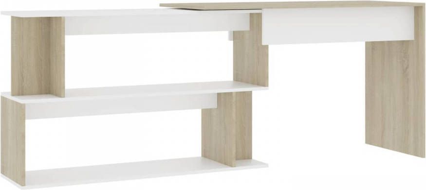 VIDAXL Hoekbureau 200x50x76 cm bewerkt hout wit en sonoma eikenkleurig online kopen
