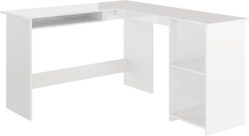 VidaXL Hoekbureau L vormig 120x140x75 Cm Bewerkt Hout Hoogglans Wit