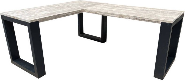 Wood4you Hoekbureau New orleans steigerhout 200/120Lx70Dx75H Zwart