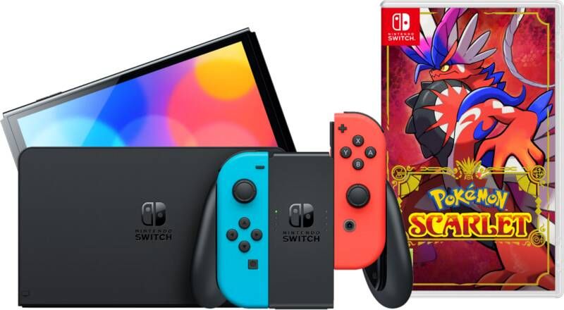 Nintendo Switch OLED Rood/Blauw + Pokémon Scarlet