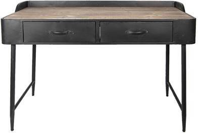 Clayre & Eef Bureautafel 134x65x86 cm Zwart Hout Metaal Rechthoek