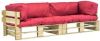 VidaXL 2 delige Loungeset pallet met rode kussens grenenhout online kopen