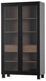 Woood Goos 2 deurs vitrinekast Grenen Zwart/Walnoot 200x110x44