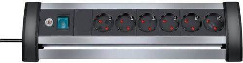 Brennenstuhl Stekkerdoos Alu Office Line 6 Wegs 3.00 m Aluminium/Zwart Geaard