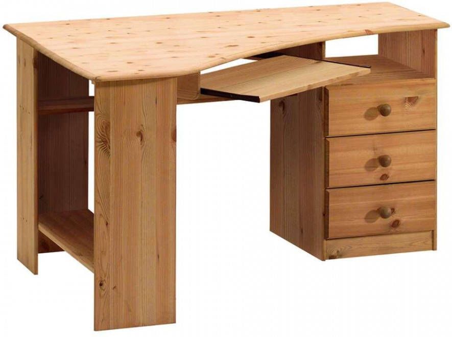 Leen Bakker Hoekbureau Kent massief grenen geolied 72, 7x133x95 cm