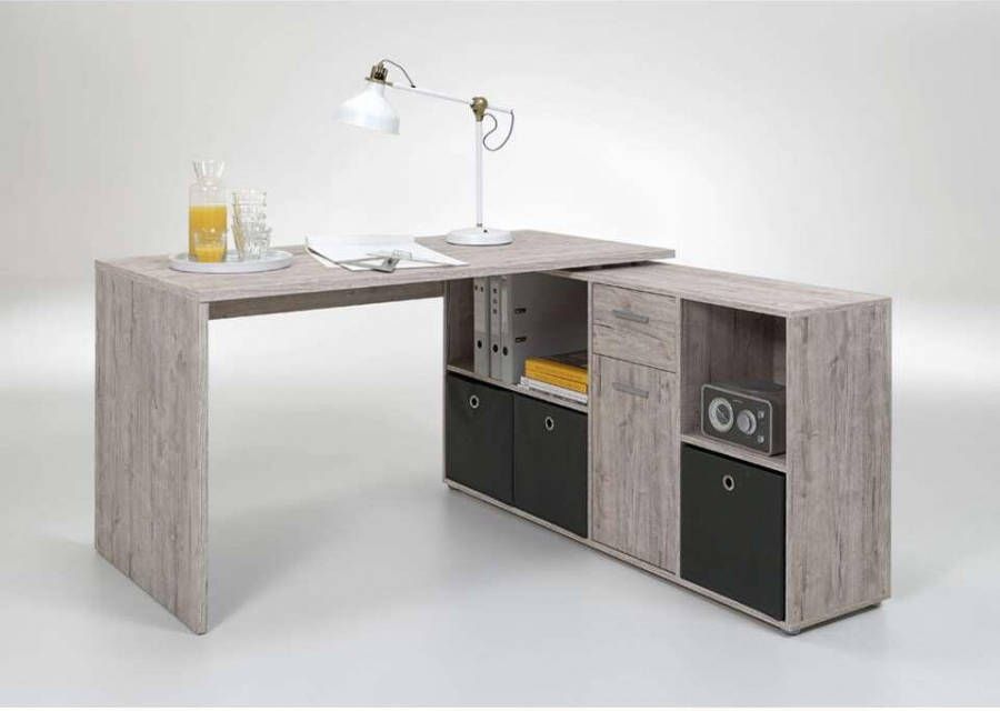 Leen Bakker Hoekbureau Lex lichtgrijs eiken