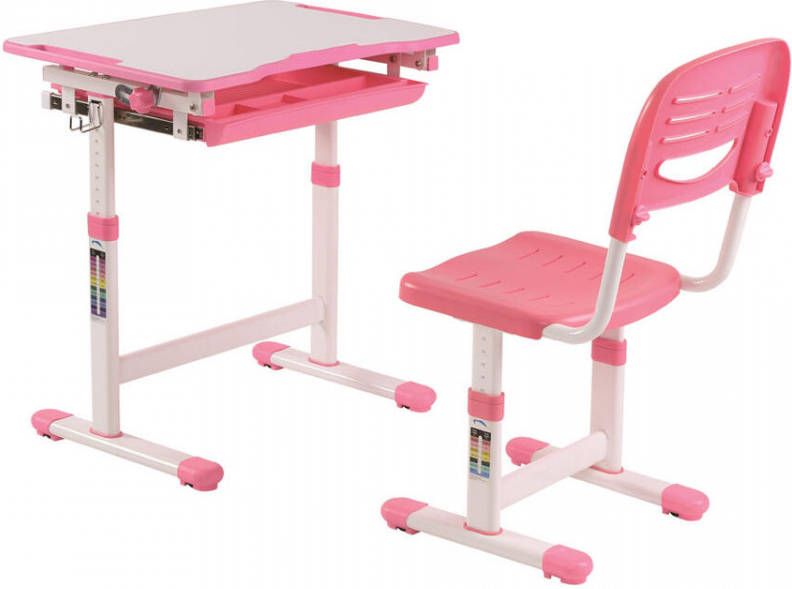 Vipack kinderbureau Comfortline met stoel roze 66x47x54/76 cm Leen Bakker online kopen