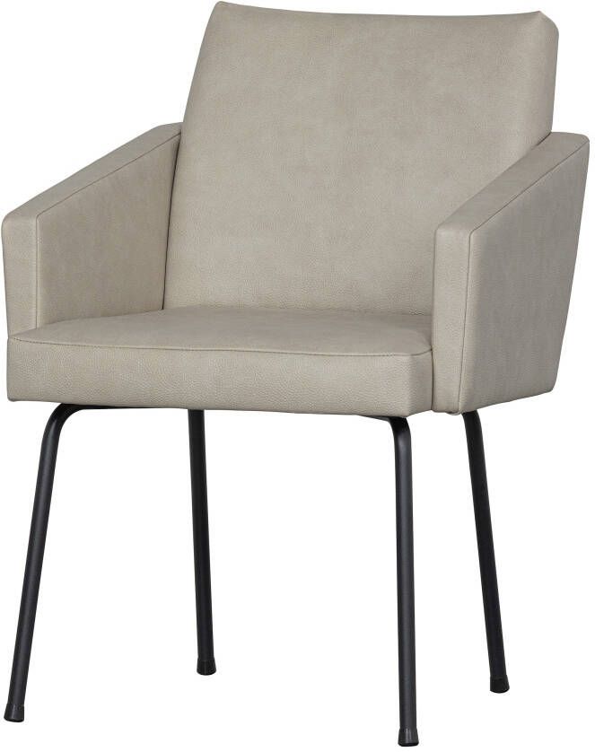 WOOOD Eetkamerstoel Mount met armleuning leerlook naturel