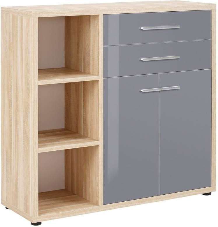 Bermeo Boekenkast Banco 110 cm hoog in eiken met grijs