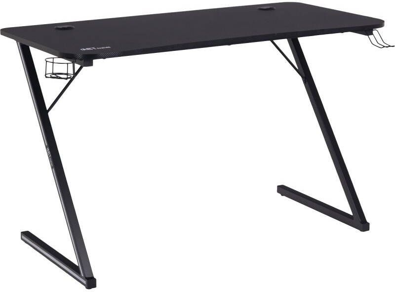 Hioshop Aima gamertafel met headsethouder, bekerhouder zwart.