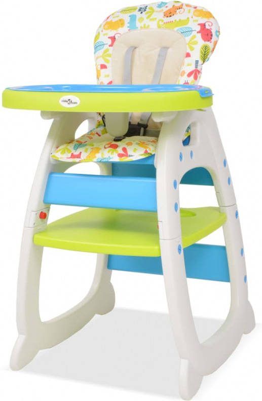 VIDAXL Kinderstoel met blad 3 in 1 verstelbaar blauw en groen