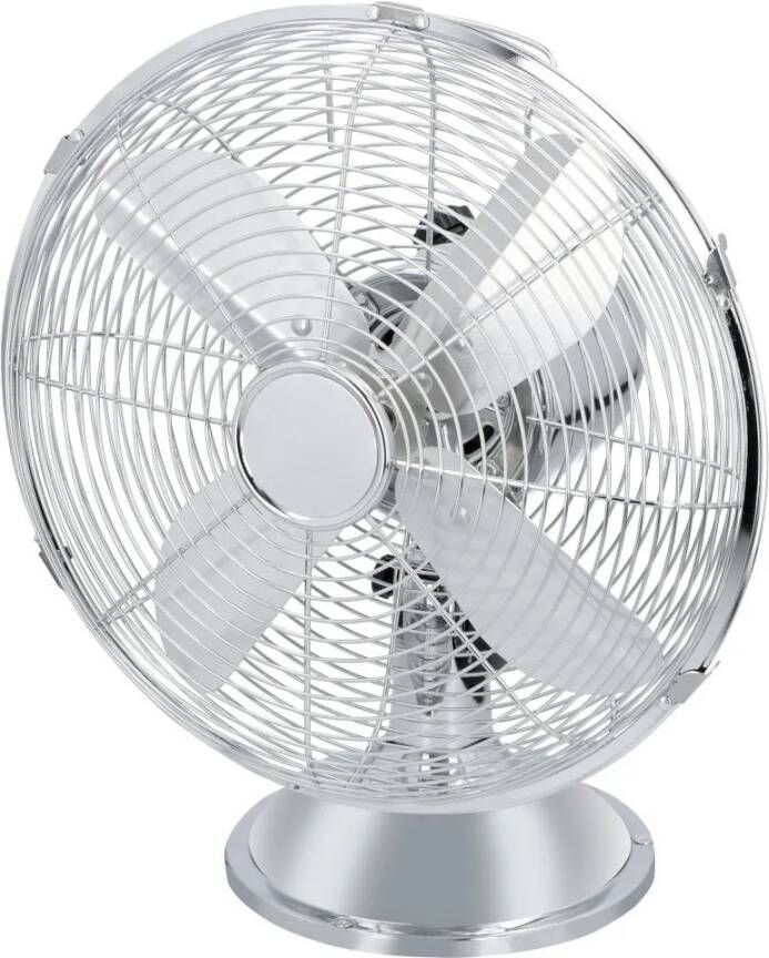Alpina Tafelventilator Chroom, 3 snelheden, roterend en verstelbare hoek Ø 30cm