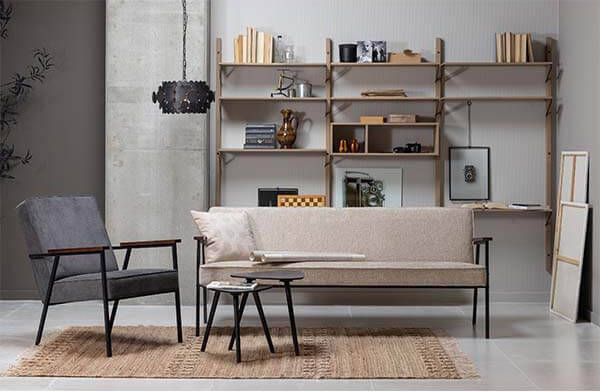 WOOOD Exclusive Bankje Elizabeth structure velvet naturel