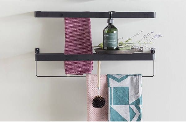 WOOOD Handdoekenrek Hanna metaal zwart