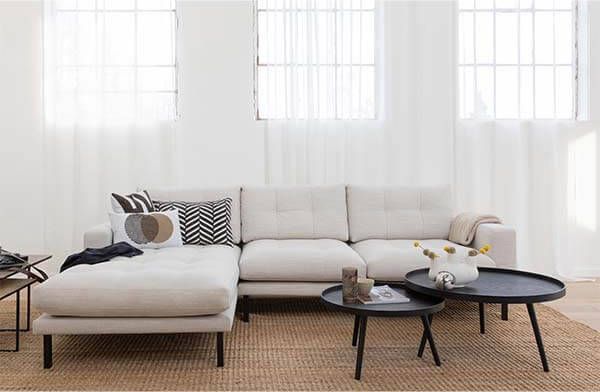 WOOOD Loungebank River links chaise longue padded naturel